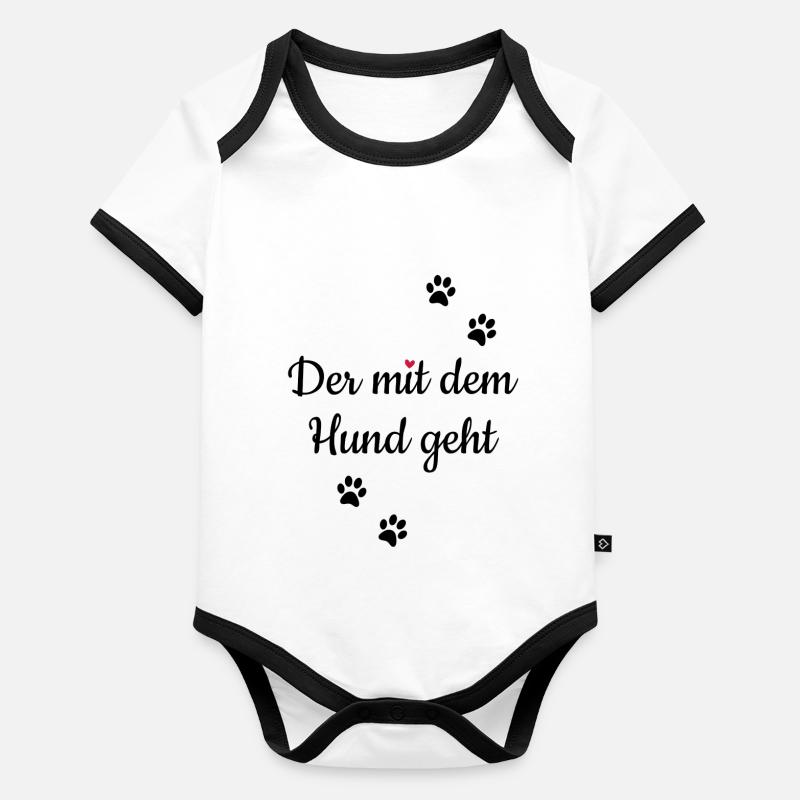 Hund Er Gassi Spruch lustig witzig Haustier Idee Baby Bio-Kurzarm-Kontrastbody