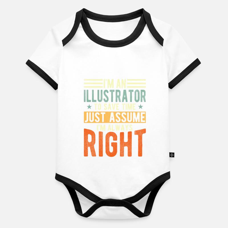 Illustrateur Body Bébé bio contrasté manches courtes