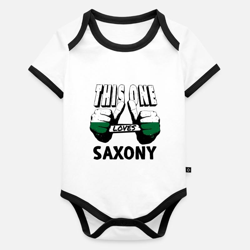 Drapeau de Saxe Drapeau saxon Ossi Holiday SN Body Bébé bio contrasté manches courtes