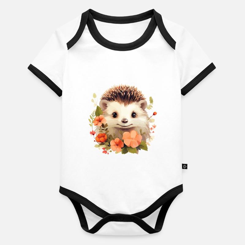 Cute hedgehog Organic Baby Contrasting Bodysuit