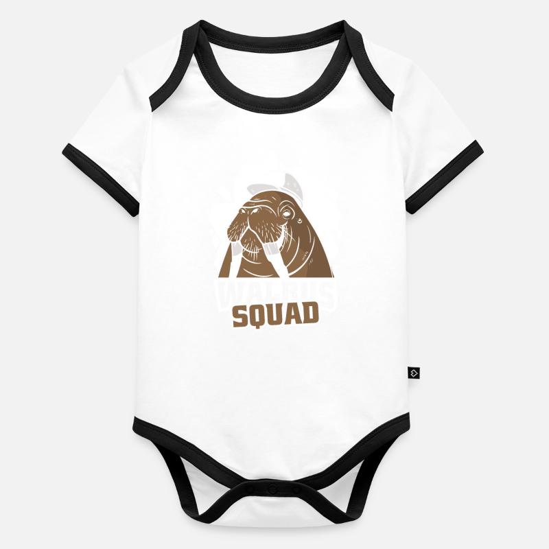 Walross Walrosse Tier Ozean Baby Bio-Kurzarm-Kontrastbody