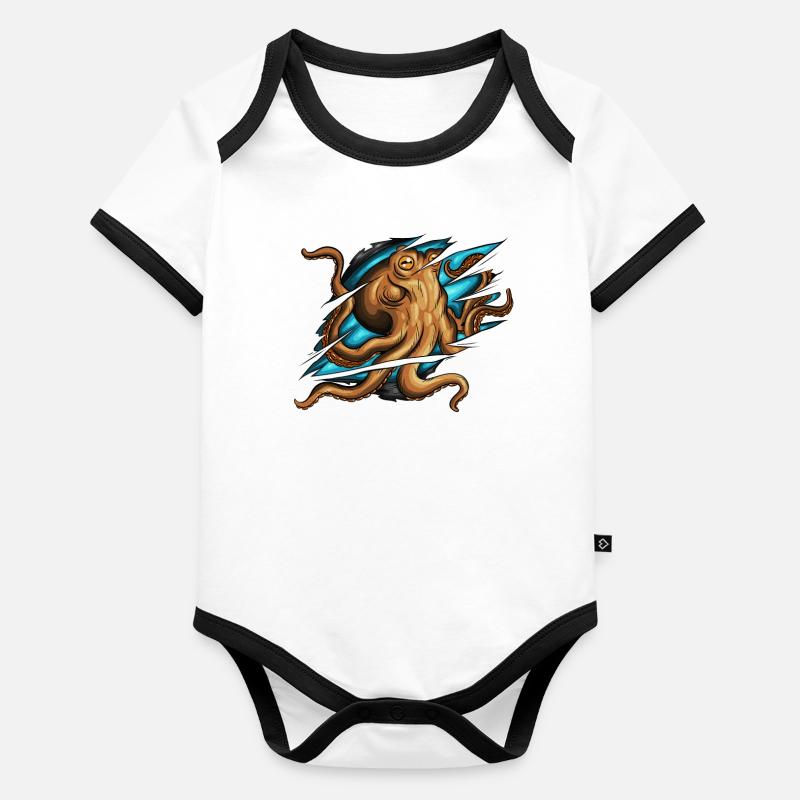 Verschobenes Kratzer Oktopus Tintenfisch Kostüm Baby Bio-Kurzarm-Kontrastbody