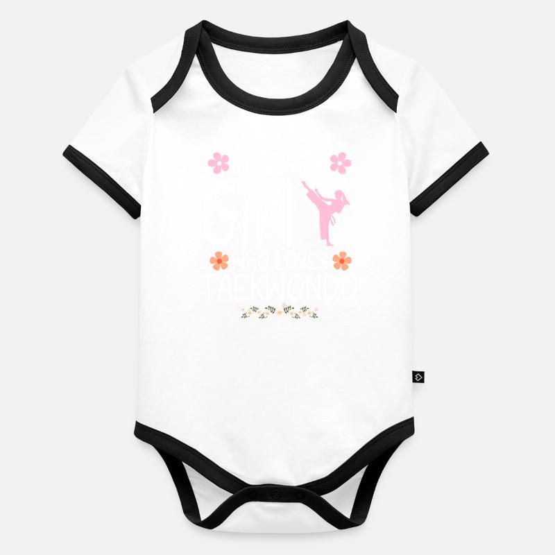 Ich bin nur ein Mädchen, das Taekwondo liebt Baby Bio-Kurzarm-Kontrastbody
