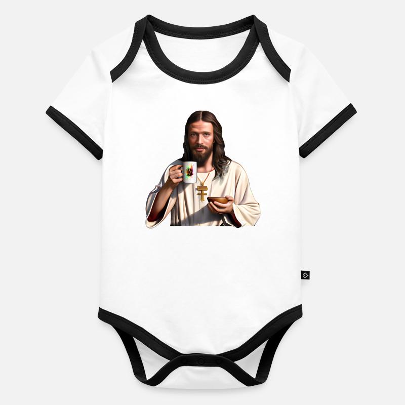 Jésus aimait le café Body Bébé bio contrasté manches courtes