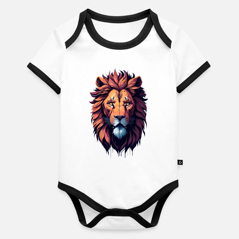 Lion illustration Organic Baby Contrasting Bodysuit