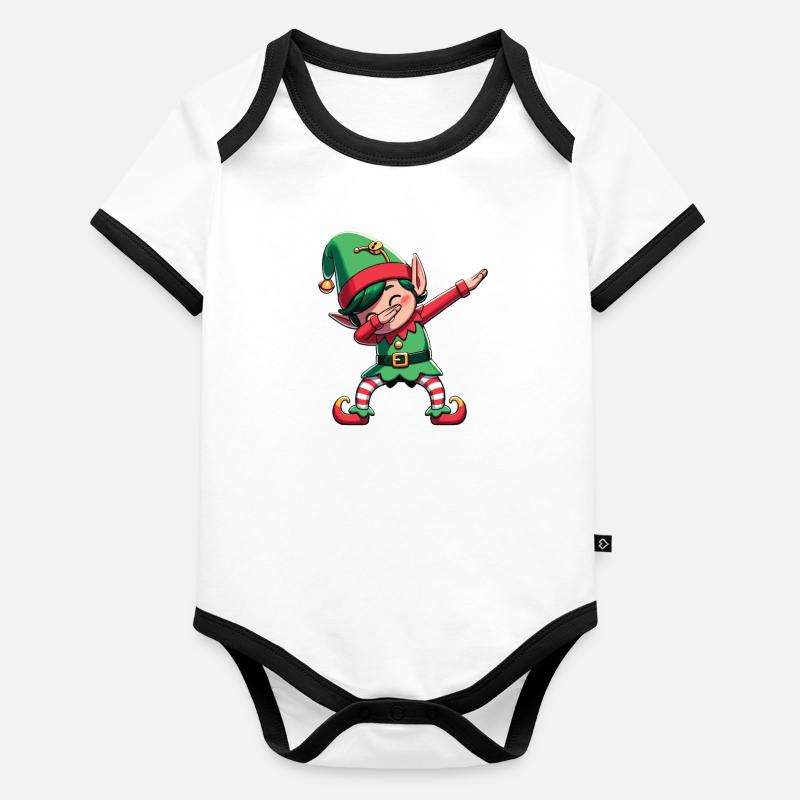 Dabbing Christmas Elf Dab Christmas Organic Baby Contrasting Bodysuit