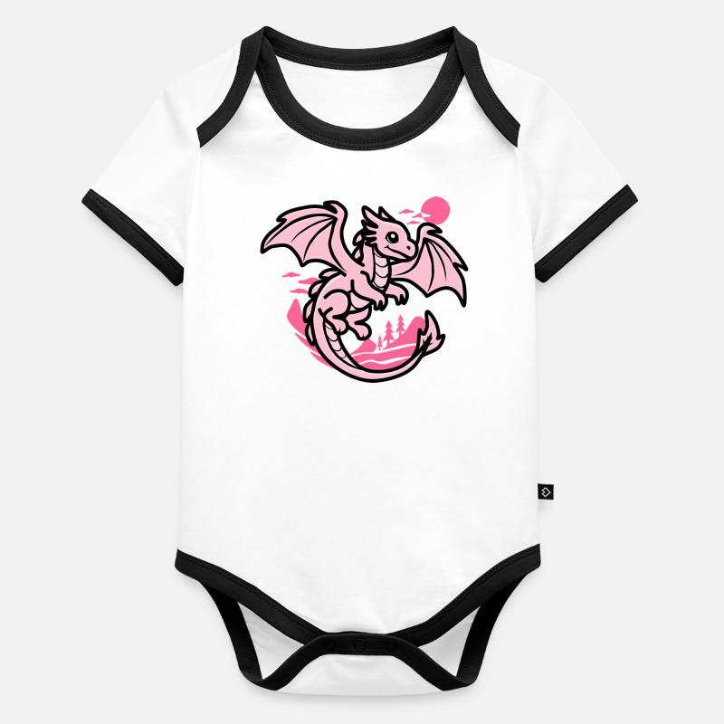 Dragon rose Body Bébé bio contrasté manches courtes