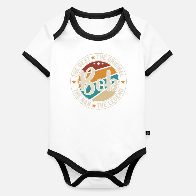 BOB First Name Retro Bob Funny Christmas Joke Bob Body Bébé bio contrasté manches courtes