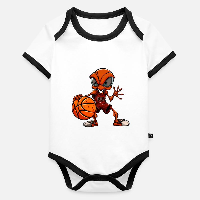 Fourmi de basket-ball Body Bébé bio contrasté manches courtes