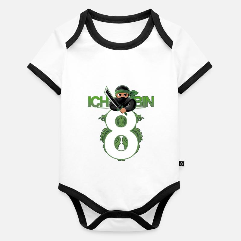 8. Geburtstag Ninja Kostüm 8 Jahre alt Junge Baby Bio-Kurzarm-Kontrastbody