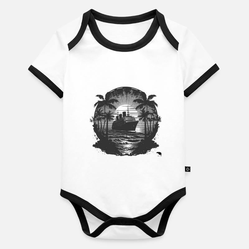 Cruise Ship Retro Vintage Organic Baby Contrasting Bodysuit