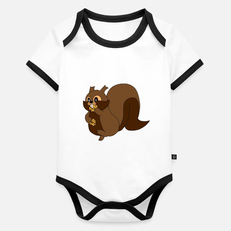 Squirrel biscuit sweet Organic Baby Contrasting Bodysuit
