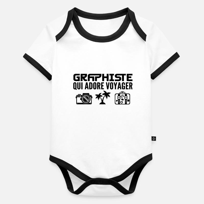 Voyageurs & Graphistes : Passion & Découverte Body Bébé bio contrasté manches courtes