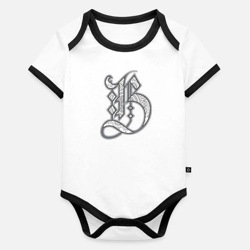 letter b Body Bébé bio contrasté manches courtes