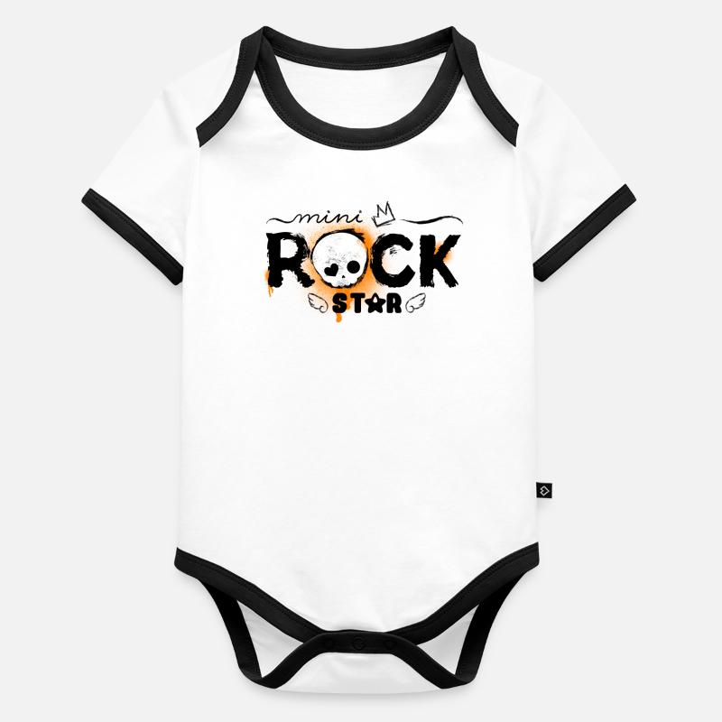 Petite rock star au crâne mignon-cool Body Bébé bio contrasté manches courtes