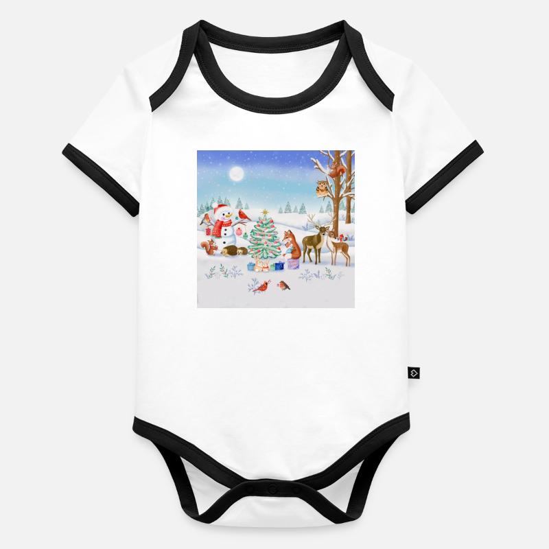 Conte de fées de Noël-hiver Body Bébé bio contrasté manches courtes