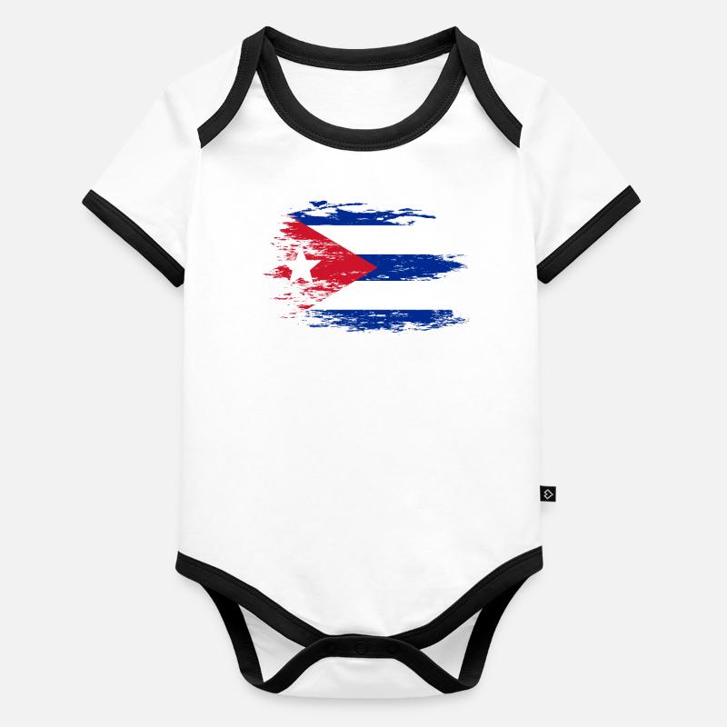 Drapeau cubain utilisé Body Bébé bio contrasté manches courtes