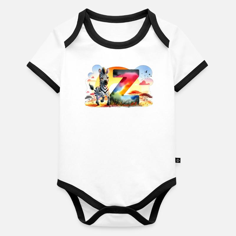 Z comme Zèbre Savane - Body Bébé bio contrasté manches courtes - undefined