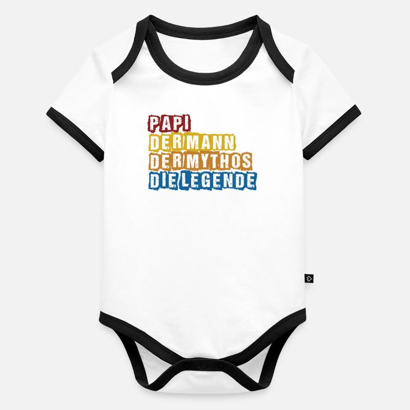 Papi die Legende Baby Bio-Kurzarm-Kontrastbody