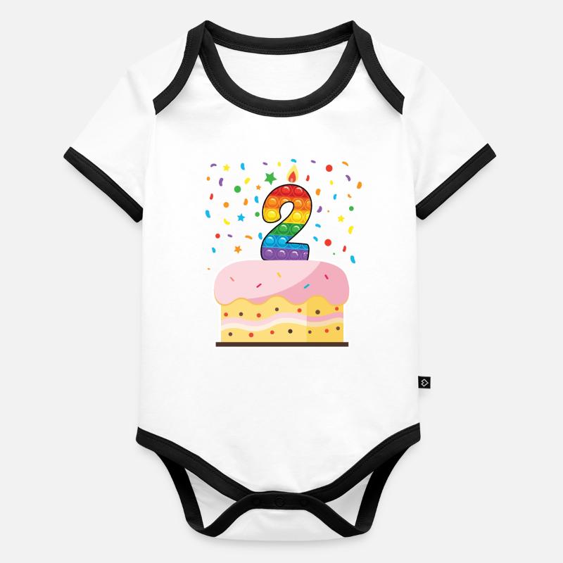 Pop It 2ème anniversaire Gâteau Filles Garçons Fidget Body Bébé bio contrasté manches courtes