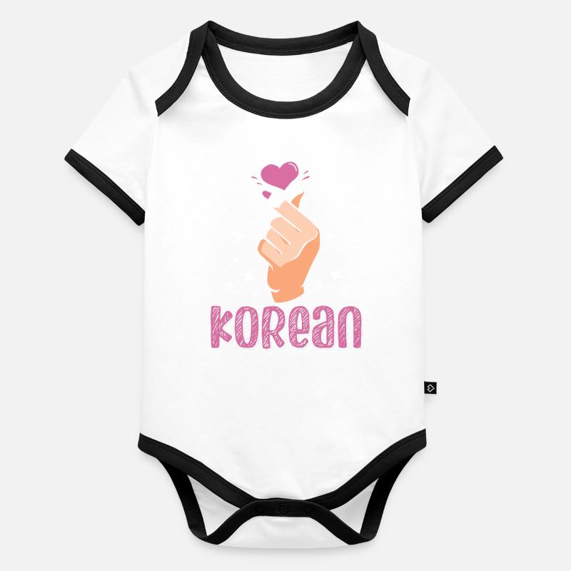 Signe d’amour coréen Coréen Bien-aimé Body Bébé bio contrasté manches courtes