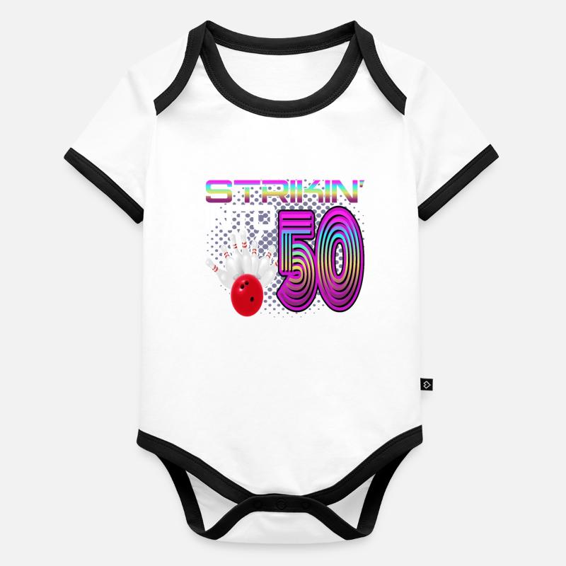 Frapper dans 50 Bowling Bowler 50e anniversaire Body Bébé bio contrasté manches courtes
