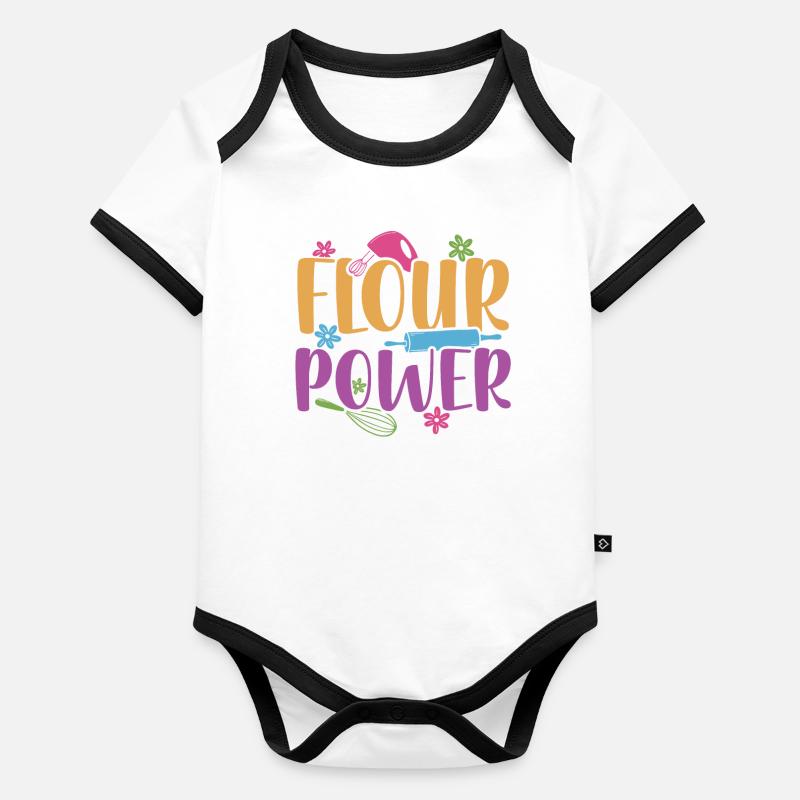 Flour Power | Baker Shirt | Bake Tshirt | Organic Baby Contrasting Bodysuit