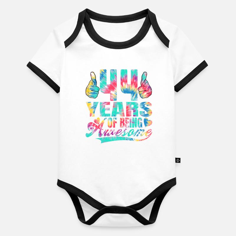 44e anniversaire ou anniversaire 44 ans d’existence Body Bébé bio contrasté manches courtes
