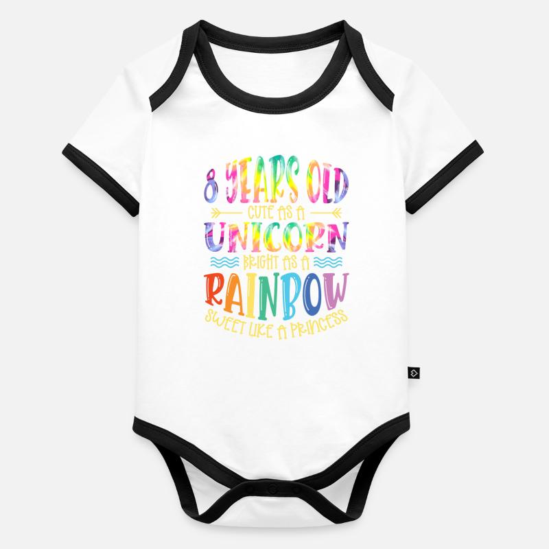 8 Jahre Alt Niedlich Wie Ein Einhorn Hell Wie Ein Baby Bio-Kurzarm-Kontrastbody