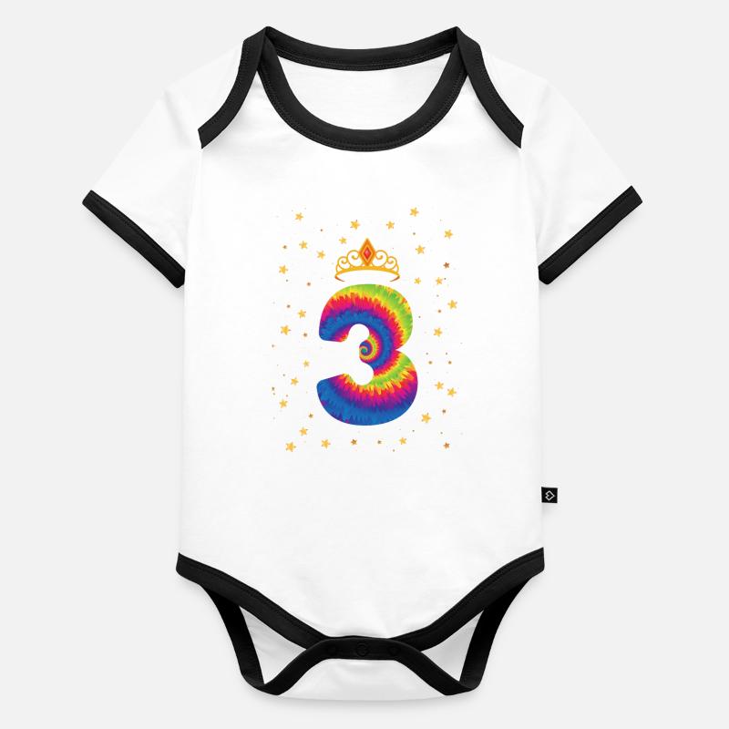 3rd birthday Krone | Tie Dye Themed Birthday | Organic Baby Contrasting Bodysuit