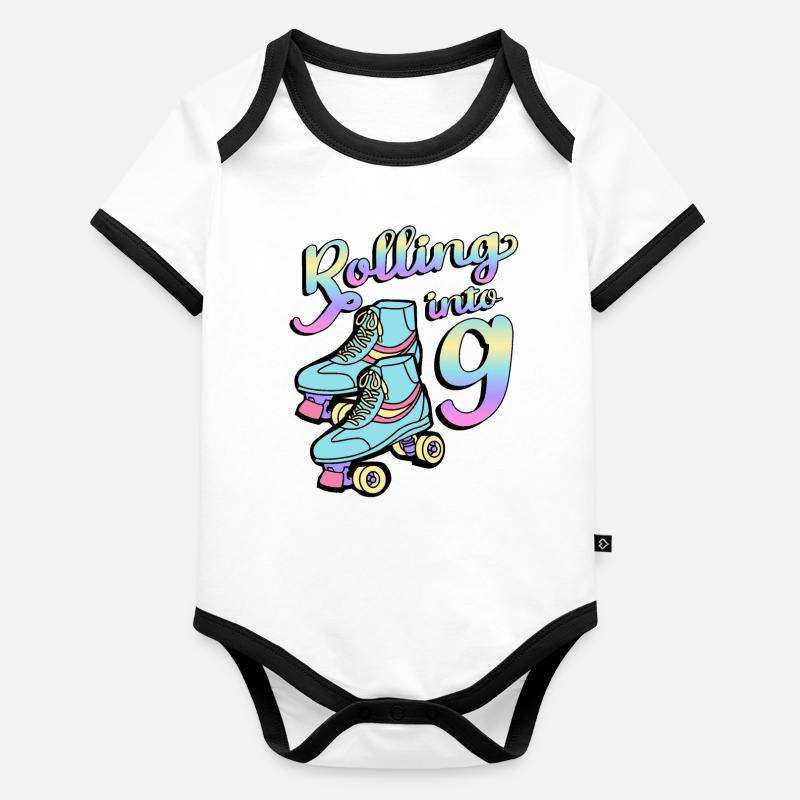Rolling Into 9 Roller Skaters Skates 9e année Body Bébé bio contrasté manches courtes
