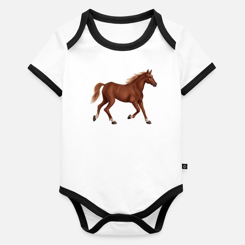 Conception de cheval pour les enfants Body Bébé bio contrasté manches courtes