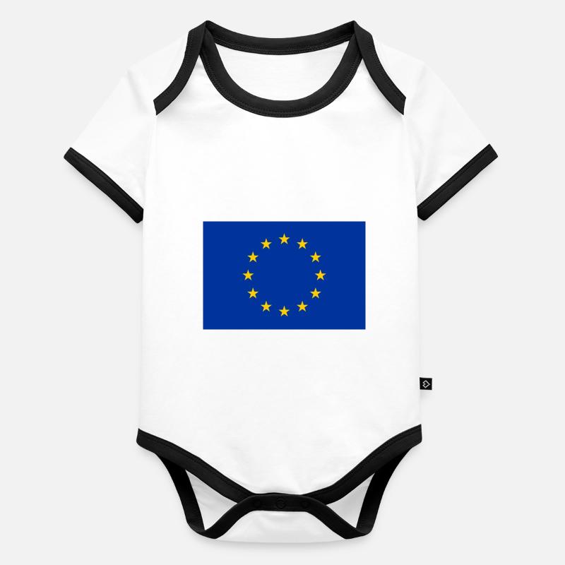 Drapeau Européen Body Bébé bio contrasté manches courtes