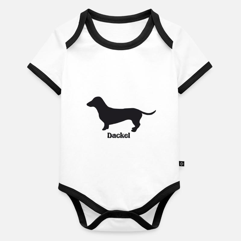 Dackel Silhouette Baby Bio-Kurzarm-Kontrastbody