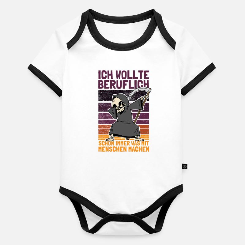 Dabbender Sensenmann Spruch und Schwarzer Humor Baby Bio-Kurzarm-Kontrastbody