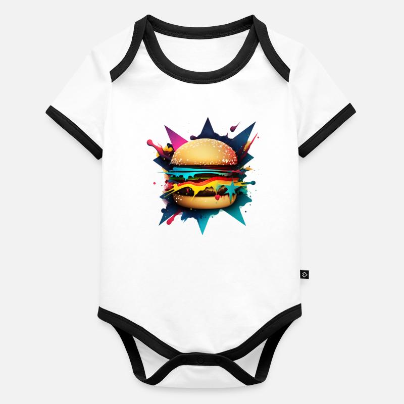 Cheeseburger in einzigartiger Form und Design Baby Bio-Kurzarm-Kontrastbody