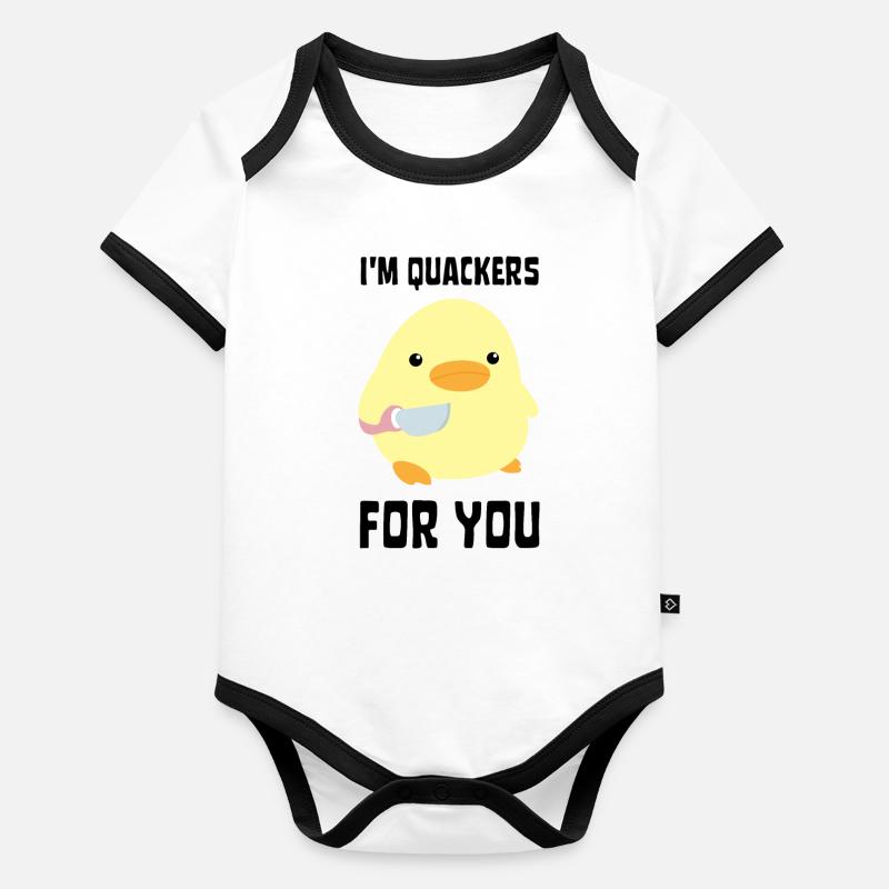 I’m Quackers For You - Drôle de canard avec couteau Meme Body Bébé bio contrasté manches courtes