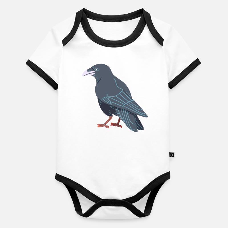 Corneille noire Body Bébé bio contrasté manches courtes
