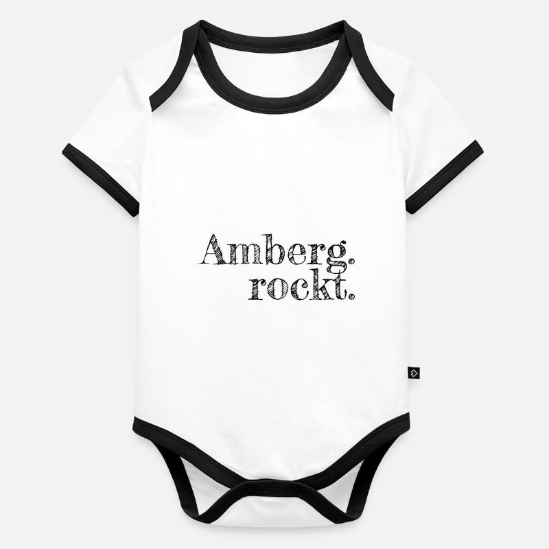 Amberg rockt - Textdesign mit Stadtnamen Baby Bio-Kurzarm-Kontrastbody