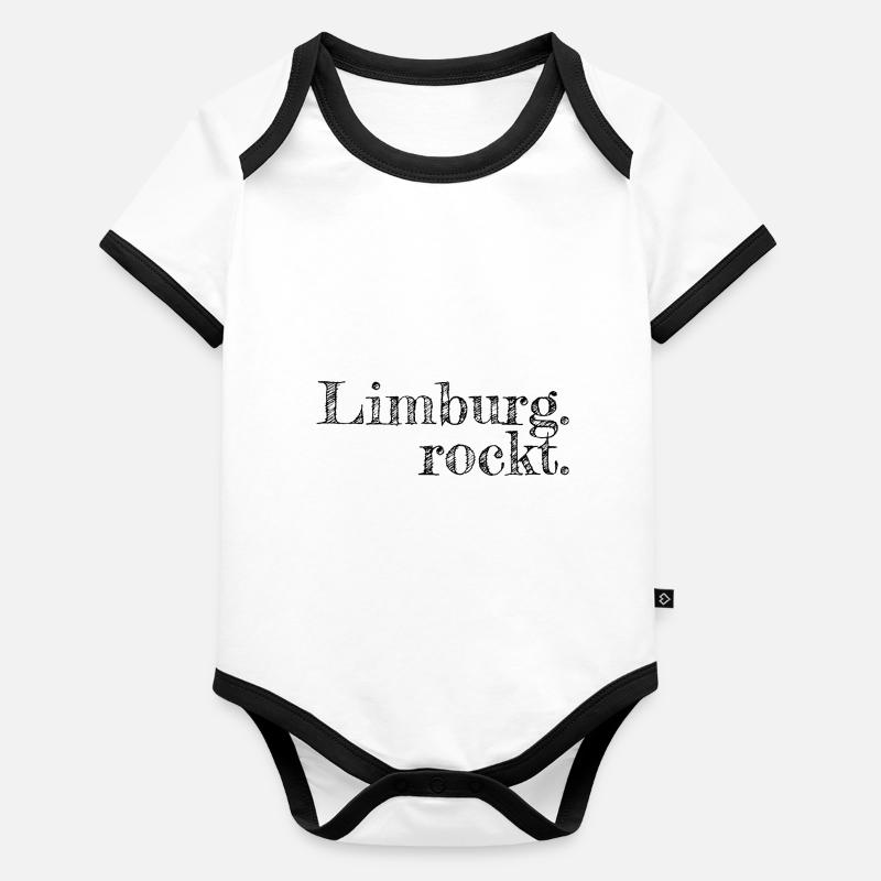 Lörrach rockt - Textdesign mit Stadtnamen Baby Bio-Kurzarm-Kontrastbody