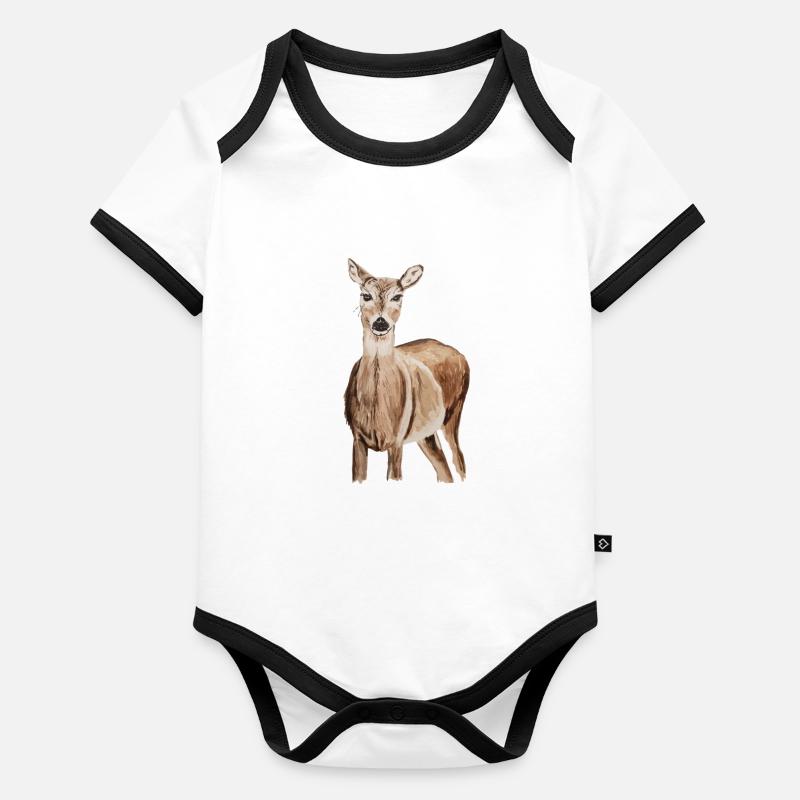 Roe deer Organic Baby Contrasting Bodysuit