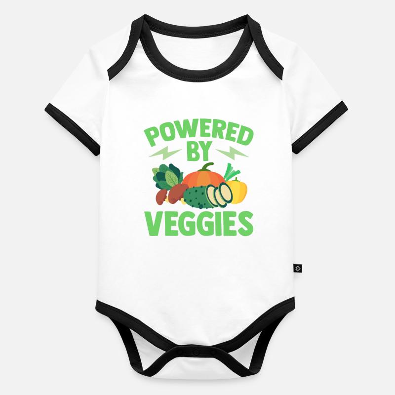 Vegetarian Powered By Veggies Vegan Organic Baby Contrasting Bodysuit