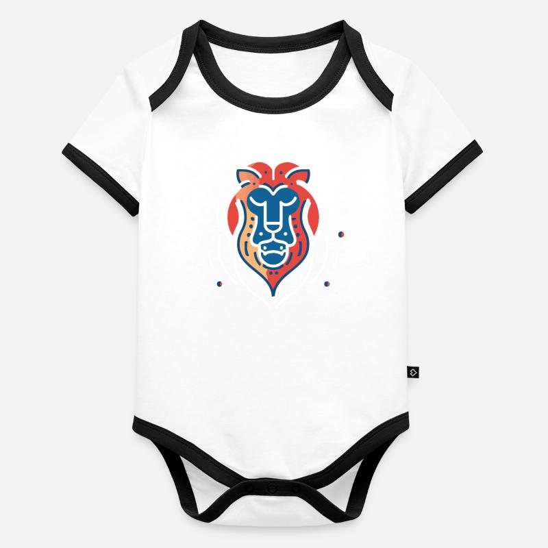 Lion sage Body Bébé bio contrasté manches courtes