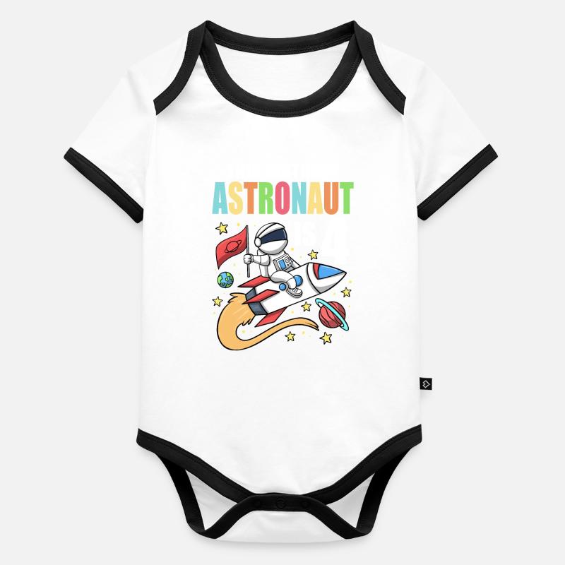 Space Birthday 4 Astronaut Planets Rocket Ship Organic Baby Contrasting Bodysuit