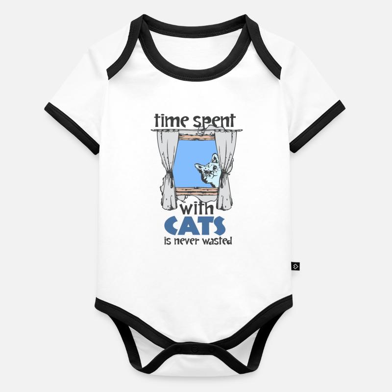 CHAT, chats, chatons, cadeau, idée cadeau Body Bébé bio contrasté manches courtes