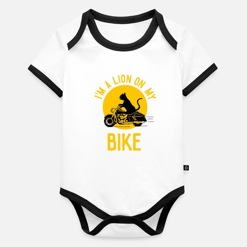 Motorrad, Bike, Geschenk, Katze, Geschenkidee Baby Bio-Kurzarm-Kontrastbody