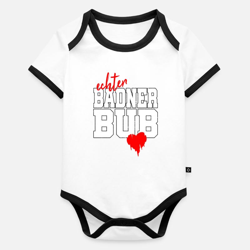 Badner Bub Badisch Dialekt Baden Stolz Geschenk Baby Bio-Kurzarm-Kontrastbody