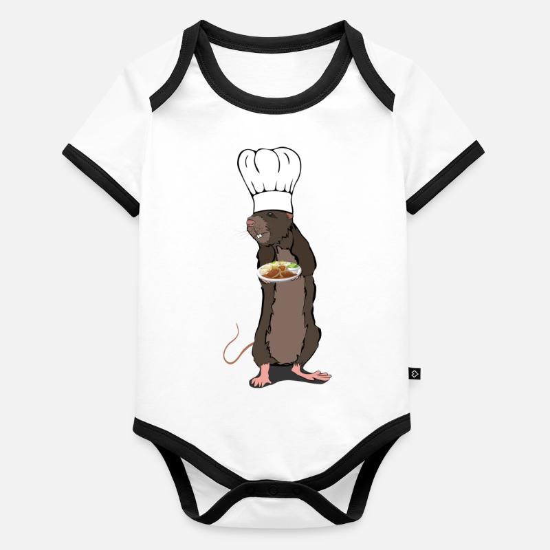 Rat chef. Body Bébé bio contrasté manches courtes