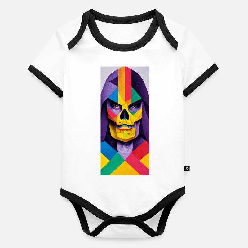 Skeletor geometric head Body Bébé bio contrasté manches courtes