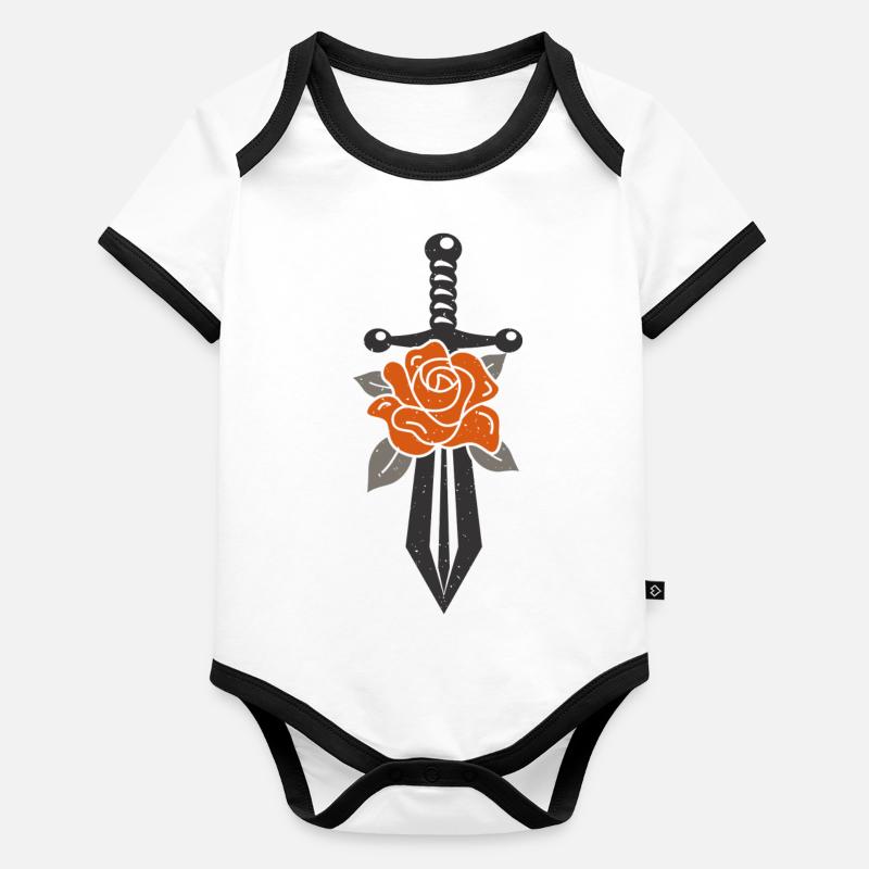 Logo de l’épée de fleur Body Bébé bio contrasté manches courtes